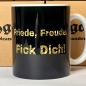 Preview: "Friede, Freude, Fick Dich!" schwarz gold Keramiktasse 11oz