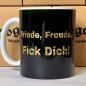 Preview: "Friede, Freude, Fick Dich!" schwarz gold Keramiktasse 11oz