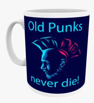 "Old Punks never die!" Keramiktasse dunkelblau